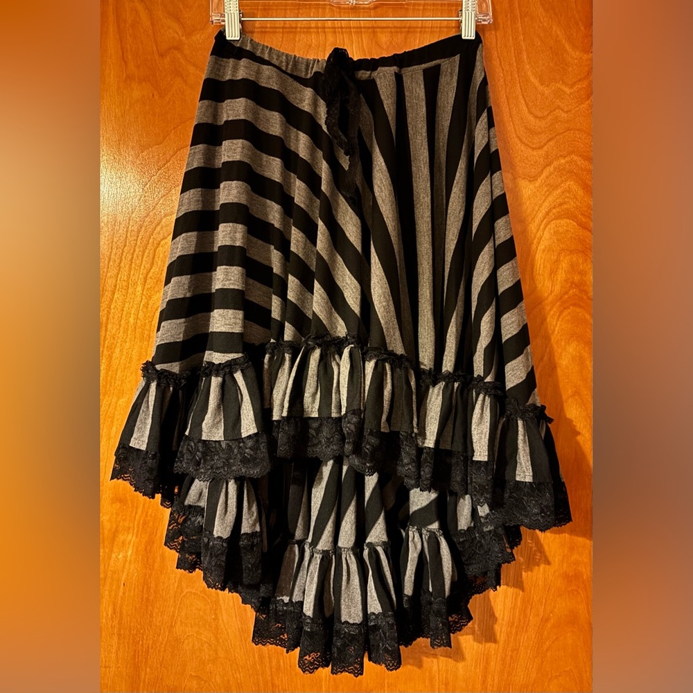 Black and Gray Striped Skirt